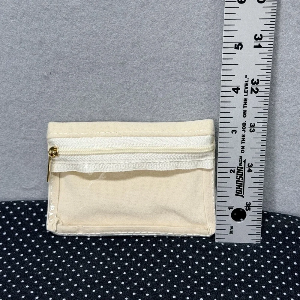 Mini Travel Jewelry Organizer Case Clear PVC Cream Zip Pouch Compact Storage